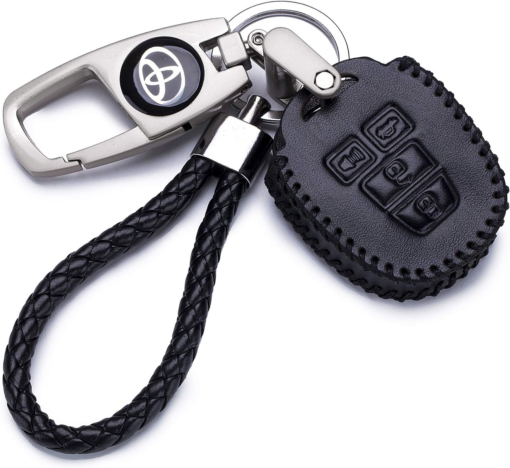 QZS Key Chain Fob Cover Shell - 2020 for Remote Ker Ring Case Bag Black for Toyota Camry SE LE Avalon Corolla RAV4 Venza Highlander Sequoia (Toyota-4 Black)
