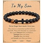 ORISPRE To Mens Gifts Cross Bracelet for Son, Grandson, Dad, Husband, Godfather, Men - Birthday Graduation Retirement Christmas Christian Gift for Teens Men