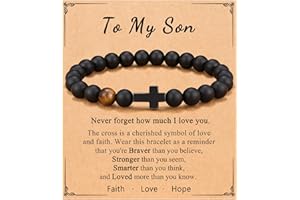 ORISPRE To Mens Gifts Cross Bracelet for Son, Grandson, Dad, Husband, Godfather, Men - Birthday Graduation Retirement Christmas Christian Gift for Teens Men