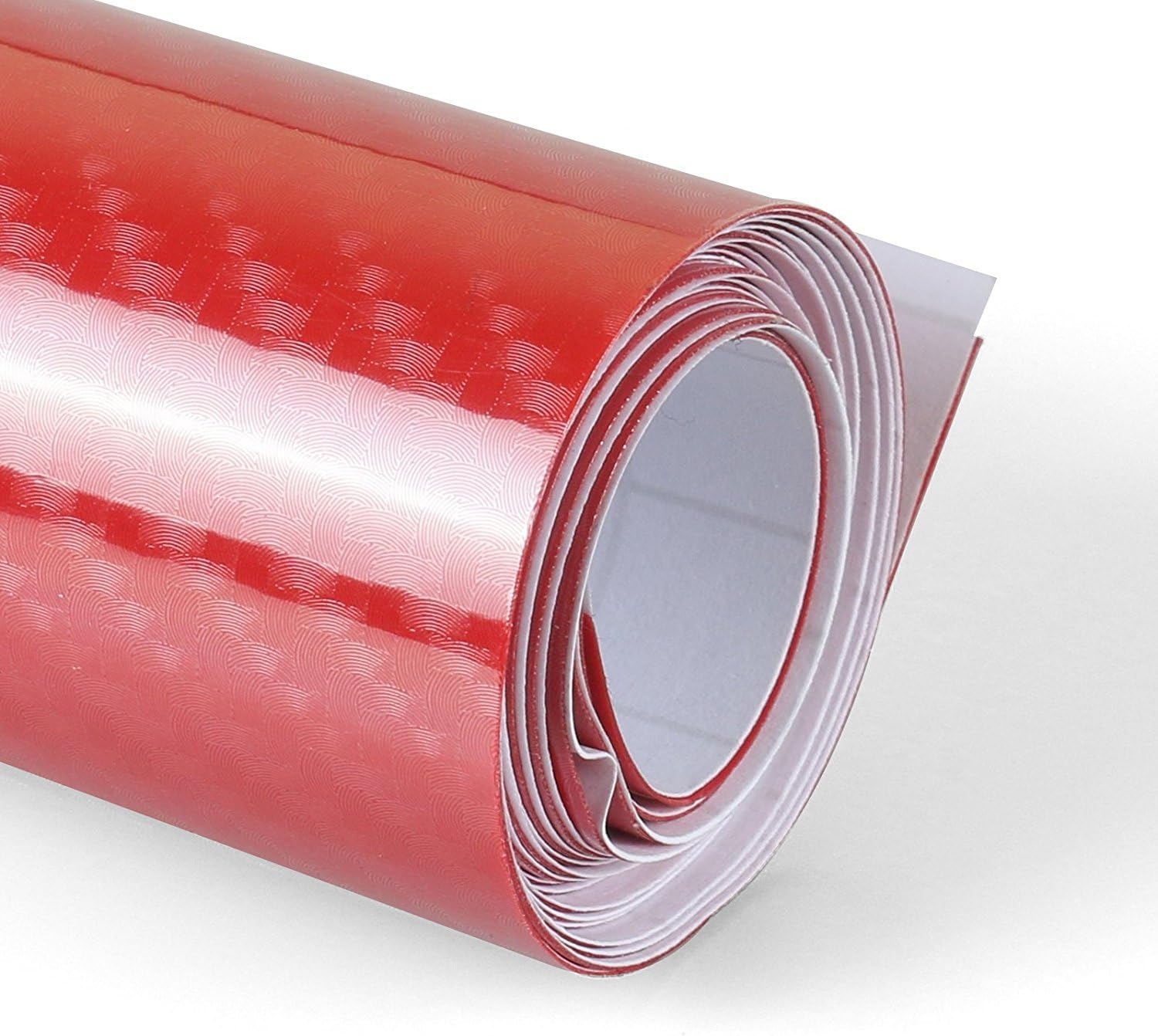 TulanAuto Ultra Glossy Finished 5D Waterproof Automotive Vinyl Wrap Carbon Fiber Bubble Free Vehicle Sticker Film Wrapping Decals Exterior & Interior DIY Decoration 59.8" x 19.7" for Phone/Car/PC/Motorcycle/Bicycle/Guitar (Red)