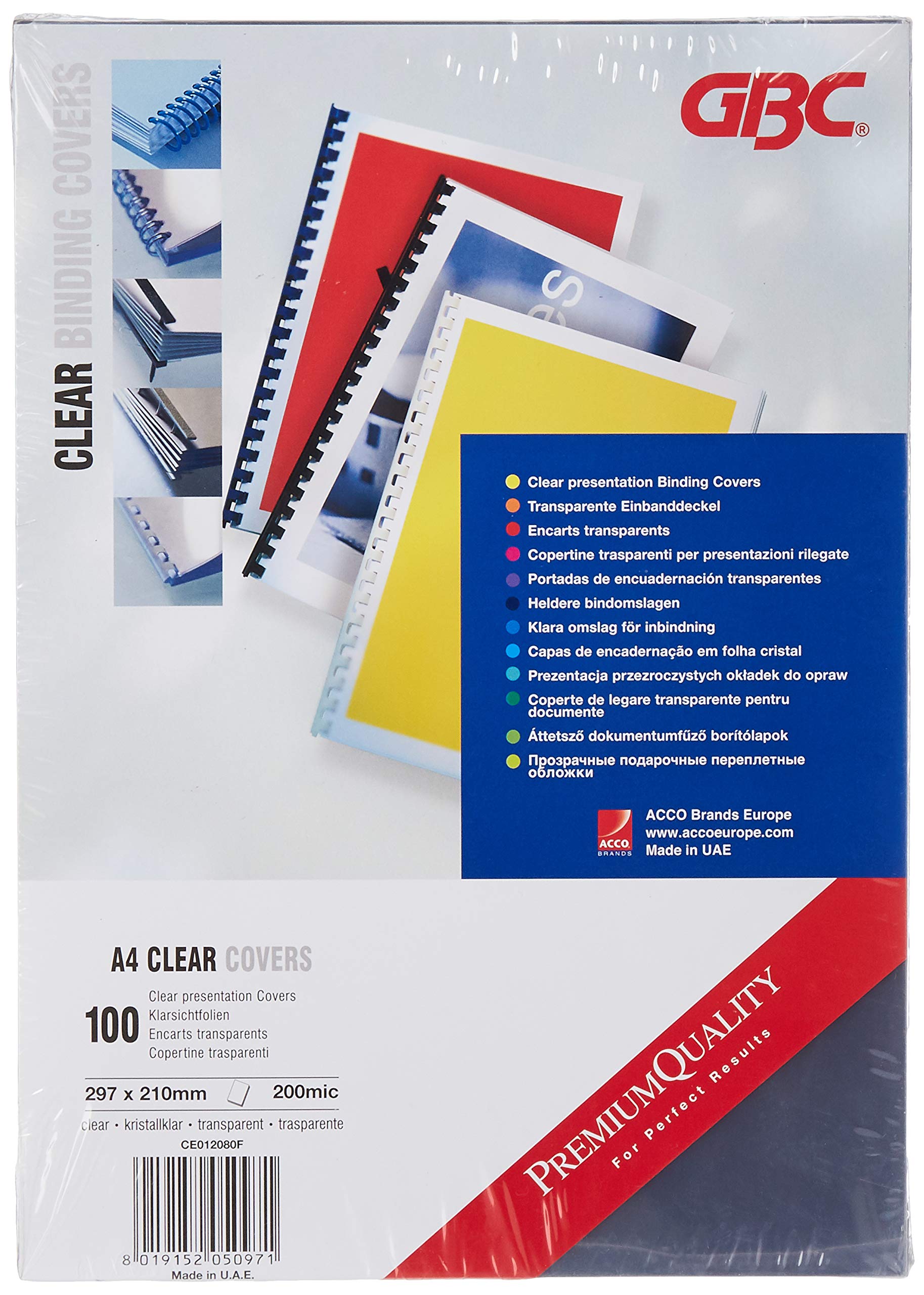 GBC 200 Micron A4 PVC Hi-Clear Binding Cover - Clear (Pack of 100)