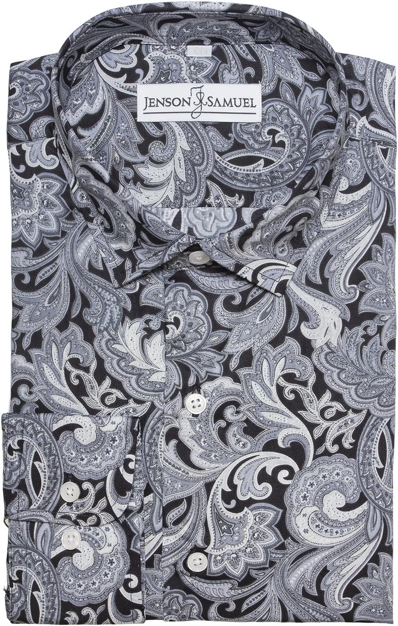 Mens Designer 100% Cotton Regular Classic Fit Printed Paisley Floral Shirts S M L XL 2XL 3XL 4XL Collar Sizes 14.5-19"
