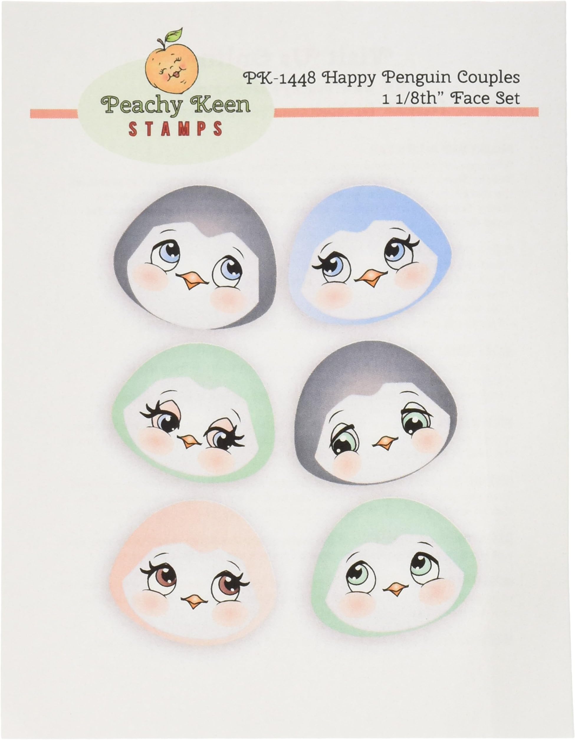 Peachy Keen Stamps Clear Face Assortment Happy Penguin Couples, Acrylic Multicoloured, 0.09 x 4.4 x 6.65 cm