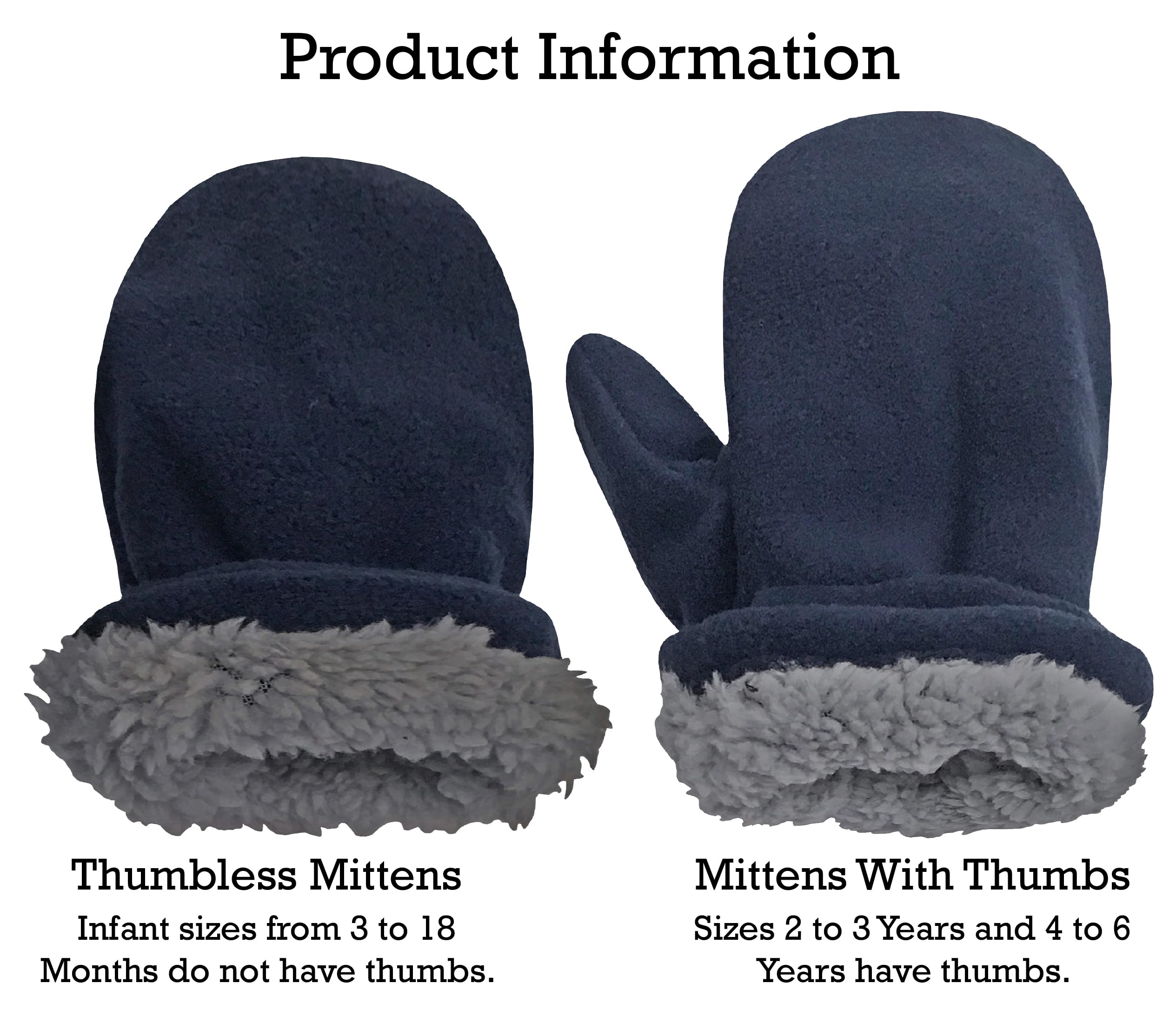 N'Ice Caps Baby Toddler Mittens Kids 2 Pairs Fleece Gloves Winter Warm Sherpa Lined