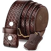 HJones Western Belts for Men without Buckle,Cowboy Belt Buckles for Men,1.5" Wide Genuine Leather Belt No Buckle