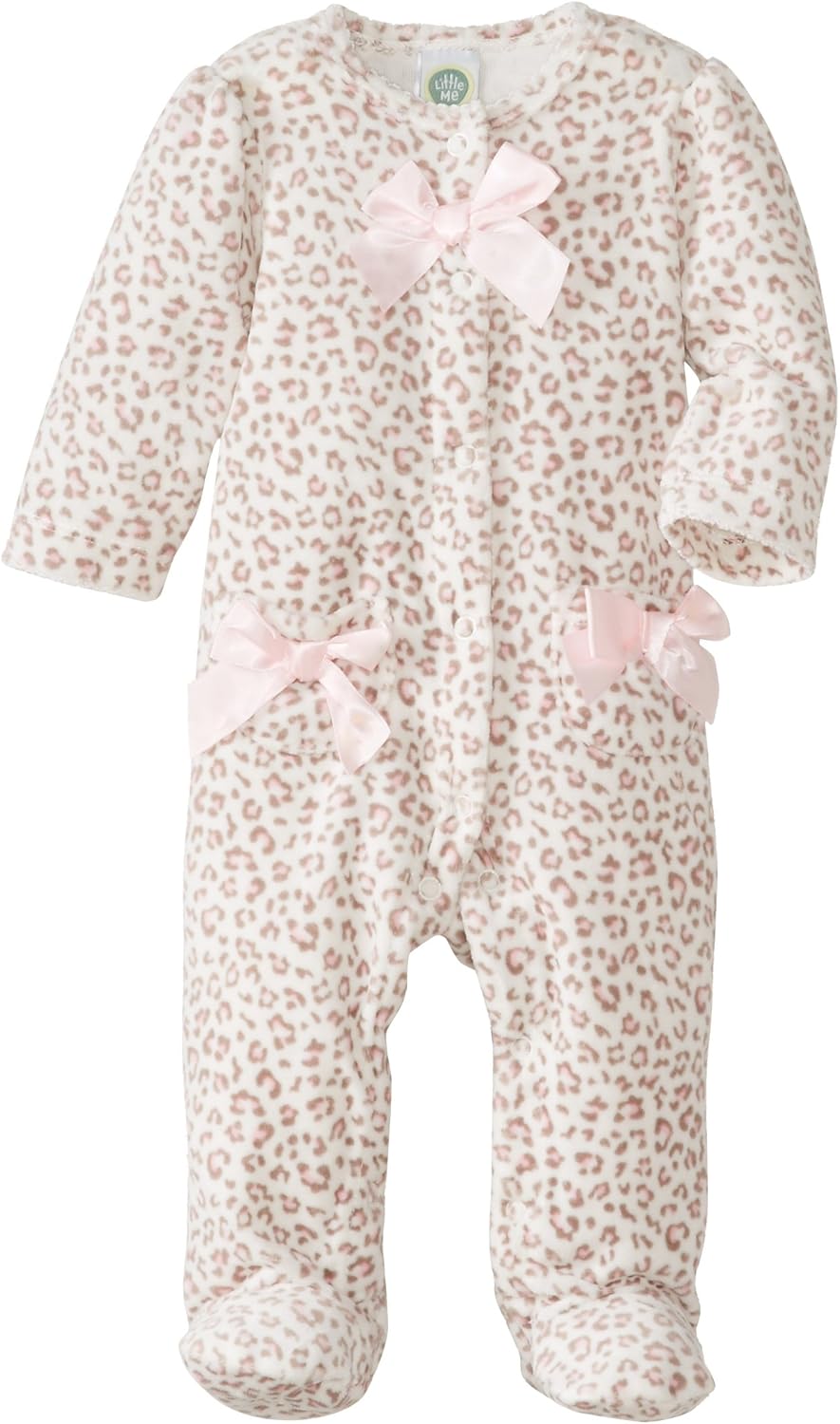 Little Me BabyGirls Newborn Leopard Velour Footie Clothing
