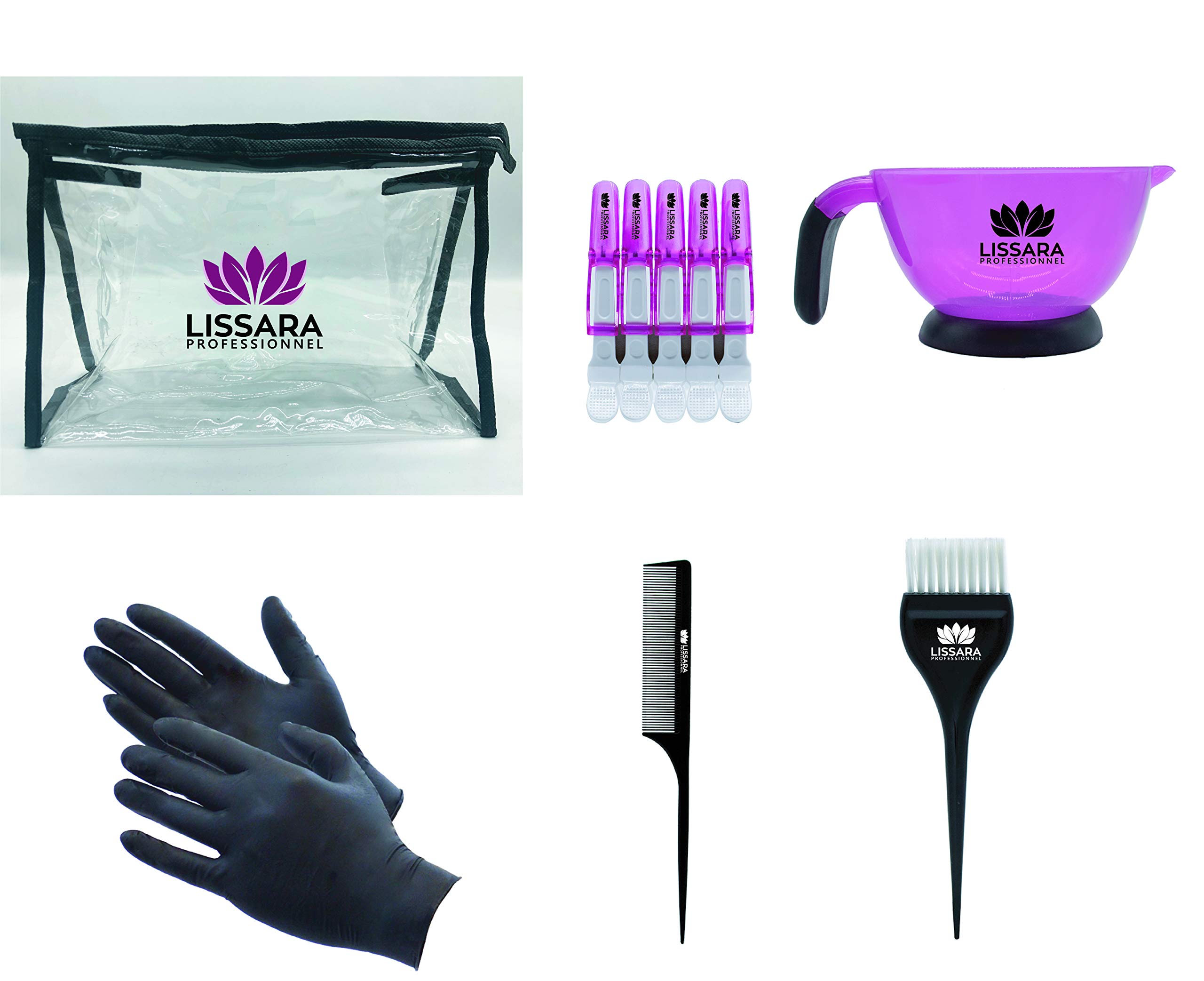 Lissara Brazilian Hair Straightening Kit - Complete Set with Carbon Comb, Brush, Bowl, 4 Clips, Latex Glove