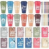 Teenyyou 36 Pcs Nurse Appreciation Gifts Bulk 16 oz Plastic Coffee Cups Reusable Tumblers with Lid Inspirational Notebooks Pens Thank You Gifts for Nurse Women(Light Color,Warm Style)