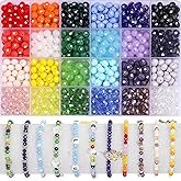 Xilitata 800Pcs 8mm Faceted Bead for Jewelry Making Crystal Faceted Jewelry Beads for Friendship Bracelet Making Kit Craft with Charms
