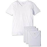 Fruit of The Loom Men's V-Neck T-Shirt (4 Pack), White, XX-Large