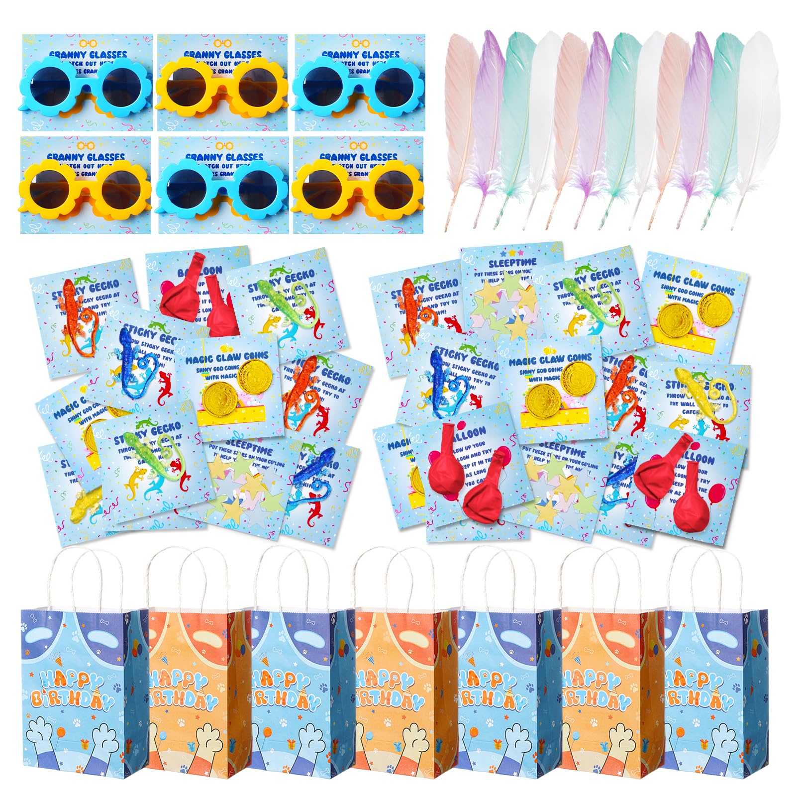 Photo 1 of Vanblue 144Pcs Blue Color Dog Party Favors,Birthday Decorations Supplies for Kids,Red Balloon,Sticky Gecko with Cards Pinata Stuffers,Gift Bag Goodie Bag Stuffers,Classroom Rewards,Family Games
