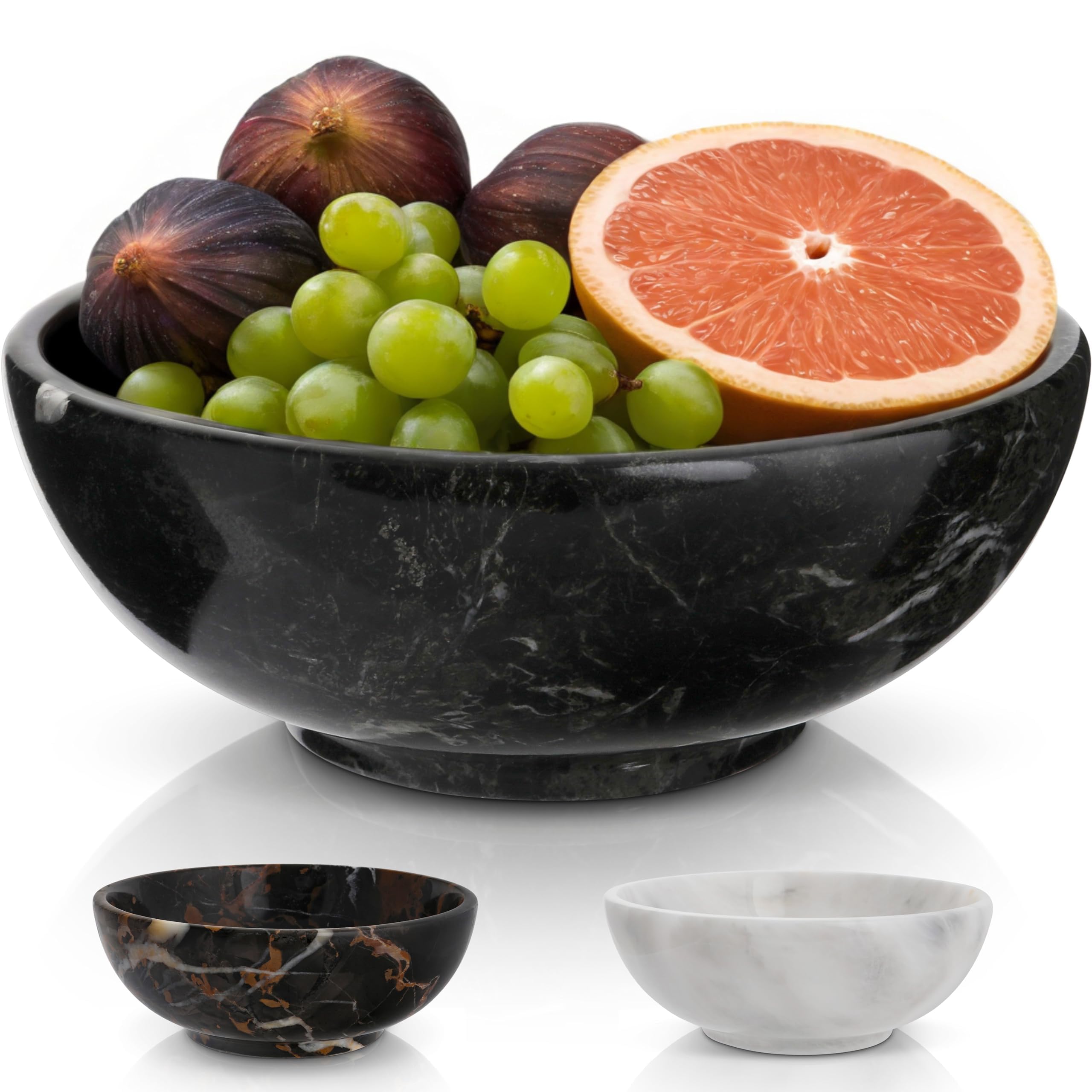 Photo 1 of Gusto Nostro 8" Luxury Black Marble Decorative Bowl for Coffee Table - Elegant Modern Fruit Bowl for Kitchen Counter - Heavy Stone Entryway Catch all for Keys, Jewelry, Potpourri Holder Centerpiece