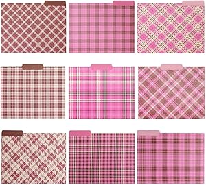 Decorative File Folders Set - 9 Cute Pink Office Folders - Letter Size (9.5 x 11.5 Inches) – Office Supplies for Women - Durable - Ideal for All Your documents – Fit for Your File Box