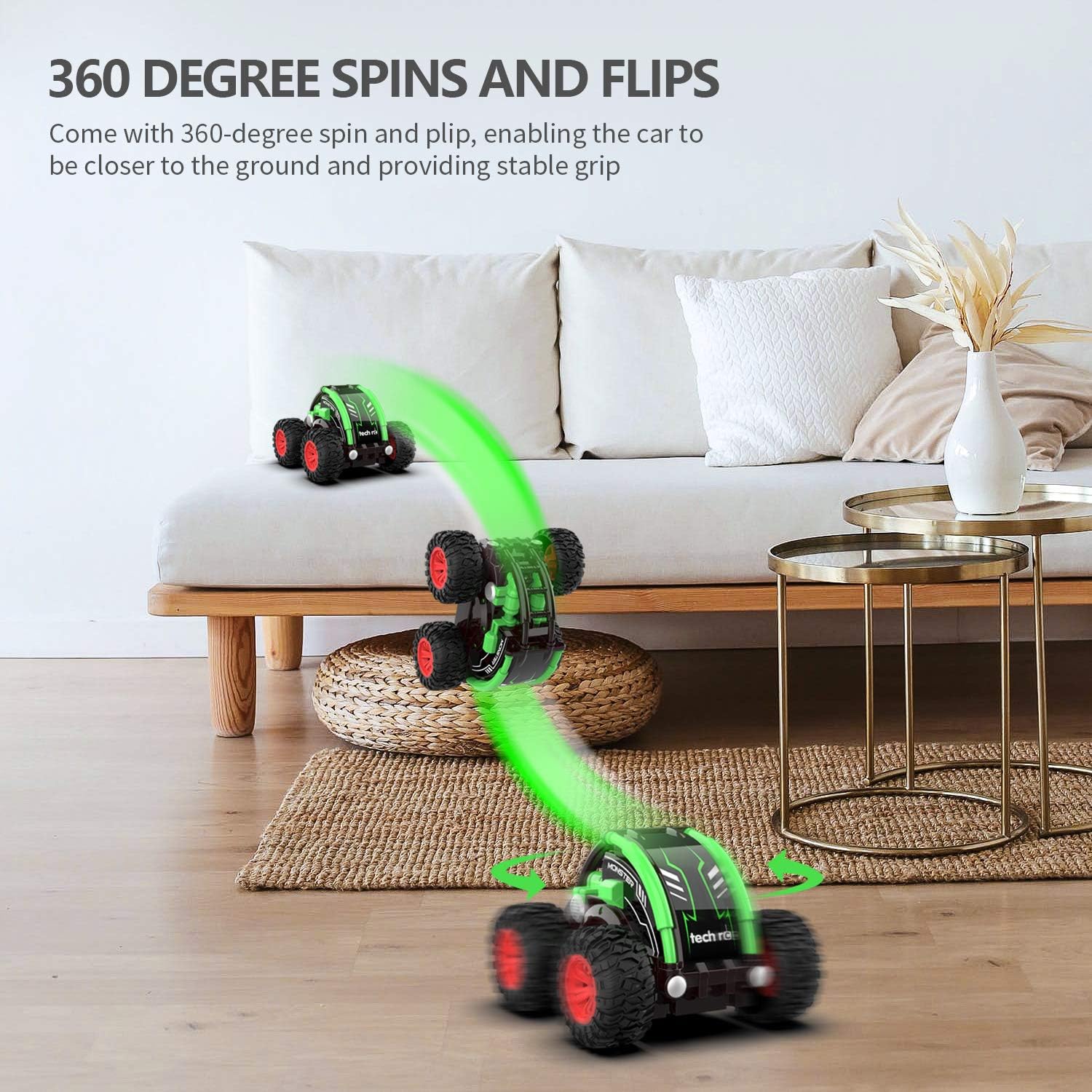tech rc RC Car Stunt Car for Kids, 360° Spins & Flips 2.4 GHZ 4WD High Speed Remote Control Car for Boys: Toys & Games