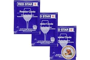 Red Star Premier Cuvee Wine Yeast (3 Pack) - Great for Making Wine Cider Mead Kombucha at Home - 5 g Sachets - Saccharomyces cerevisiae - Sold by CAPYBARA Distributors Inc.