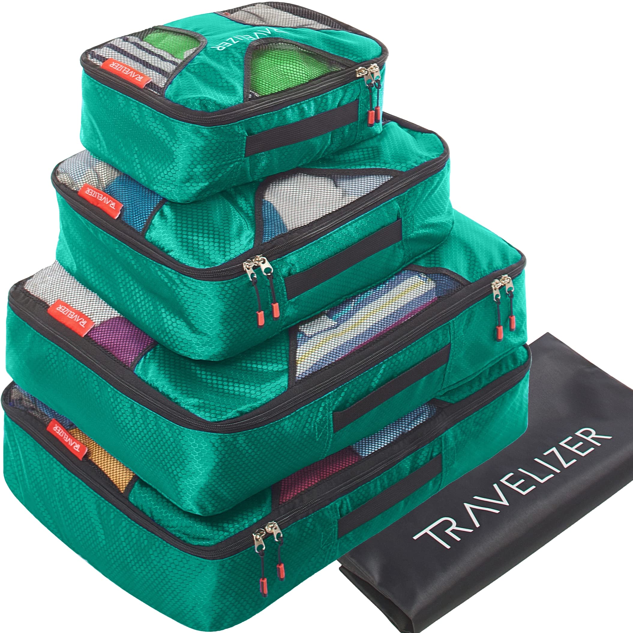 Travelizer - Travel Packing Cubes 5 pcs Luggage Organizer Set for Bag & Suitcase, Teal, OneSize