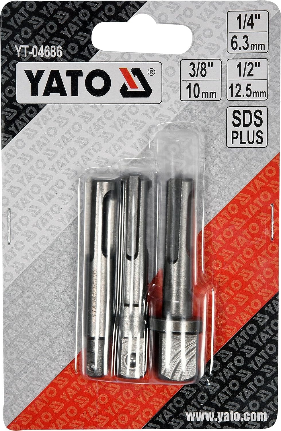 Yato YT-04686 Adapter Set SDS-Plus on Square for Socket Spanner Insert Nuts Drill