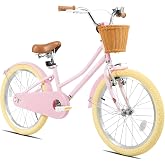 KEANO Retro Kids Bike for Girls 2-12 Yrs, 12-20 Inch with Basket | Cruiser Bike with Wicker Basket &amp; Training Wheels/Kickstand, Multiple Colors