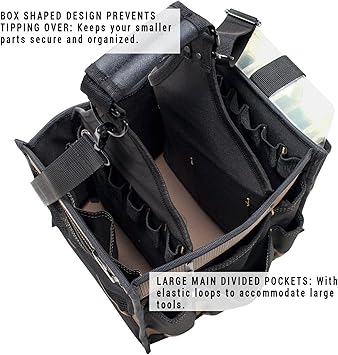 CLC Custom LeatherCraft 1528 Large Electrical and Maintenance Tool Carrier, 22 Pocket , Black , 11&quot; x 10&quot; x 19&quot;h