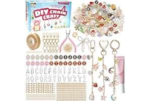 GRNHEAT 348Pcs Charms Lip Gloss Keychain Making Kit,DIY Craft with Charms,Key Chain Hooks,Jump Rings,Lobster Clasps,Chains & Tools,Bag Charm Kit,Keychains Make Supplies for DIY Crafting and Jewelry Making
