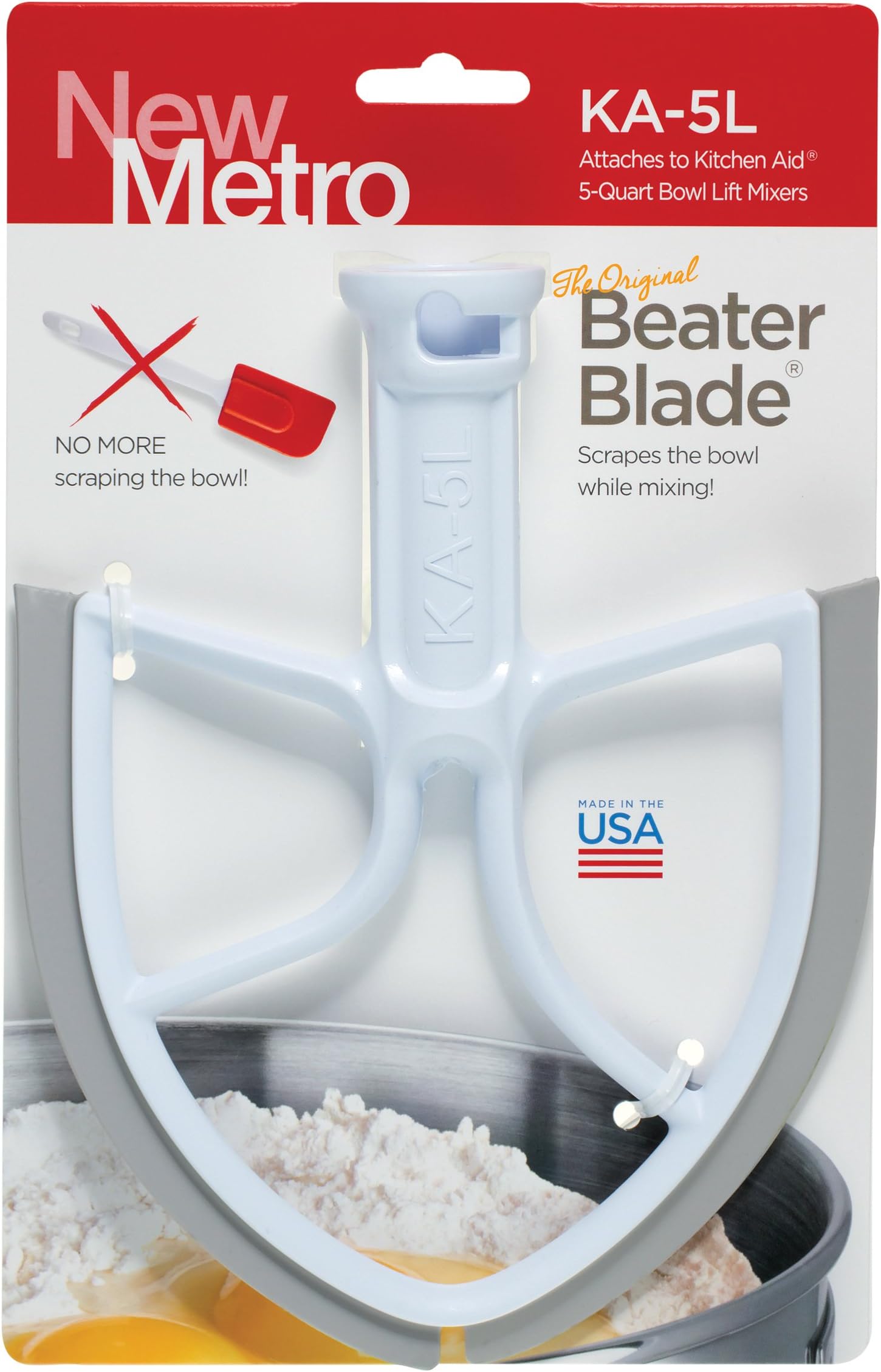 New Metro Design Beater Blade for 5-Quart KitchenAid Bowl Lift Mixers, KA-5L, White
