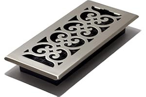 Decor Grates SPH410-NKL Scroll Floor Register, 4x10, Brushed Nickel Finish