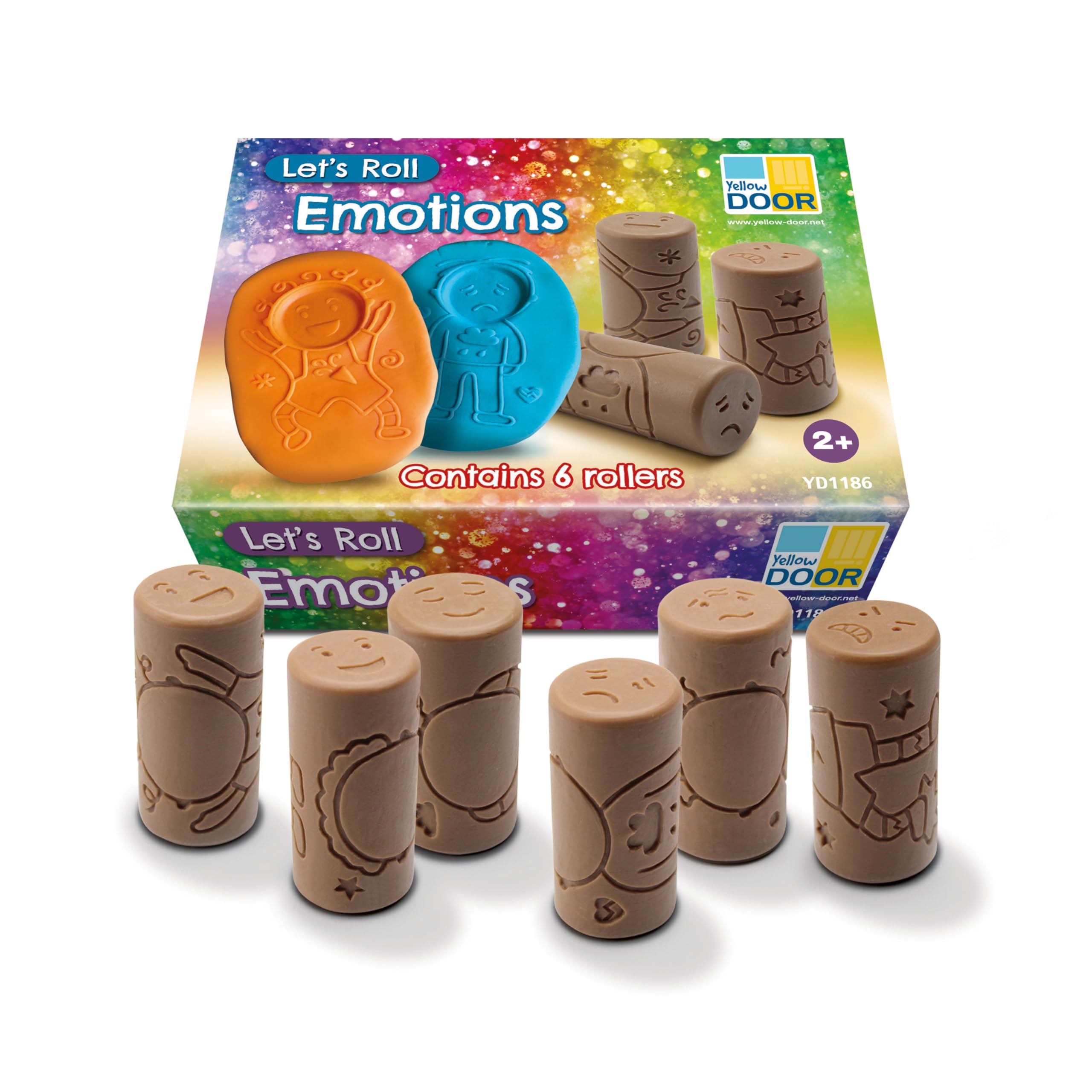 Yellow Door Let’s Roll Emotions | Set of Six Playdough Rollers | Stamp and Roll Emotions: Happy, Excited, Sad, Worried, Calm and Angry | Early Educational Toy for kids age 2 3 4 5 | Fine Motor Skills