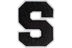 GROZON Varsity Letter Patches Black Chenille Letter Patches 4-1/2" Letterman Jacket Patches Iron on Letter Patches for Clothing (Black-S)