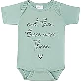 BIBIBLISSBABY And Then There Were Three Funny Pregnancy Announcement Infant Baby Onesie, Baby Announcements Ideas for Family