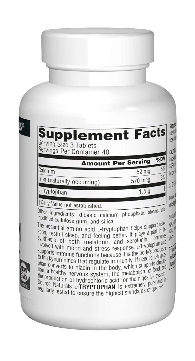 Amazon.com: Source Naturals L-Triptófano 500 mg, SN1980, 1 ...