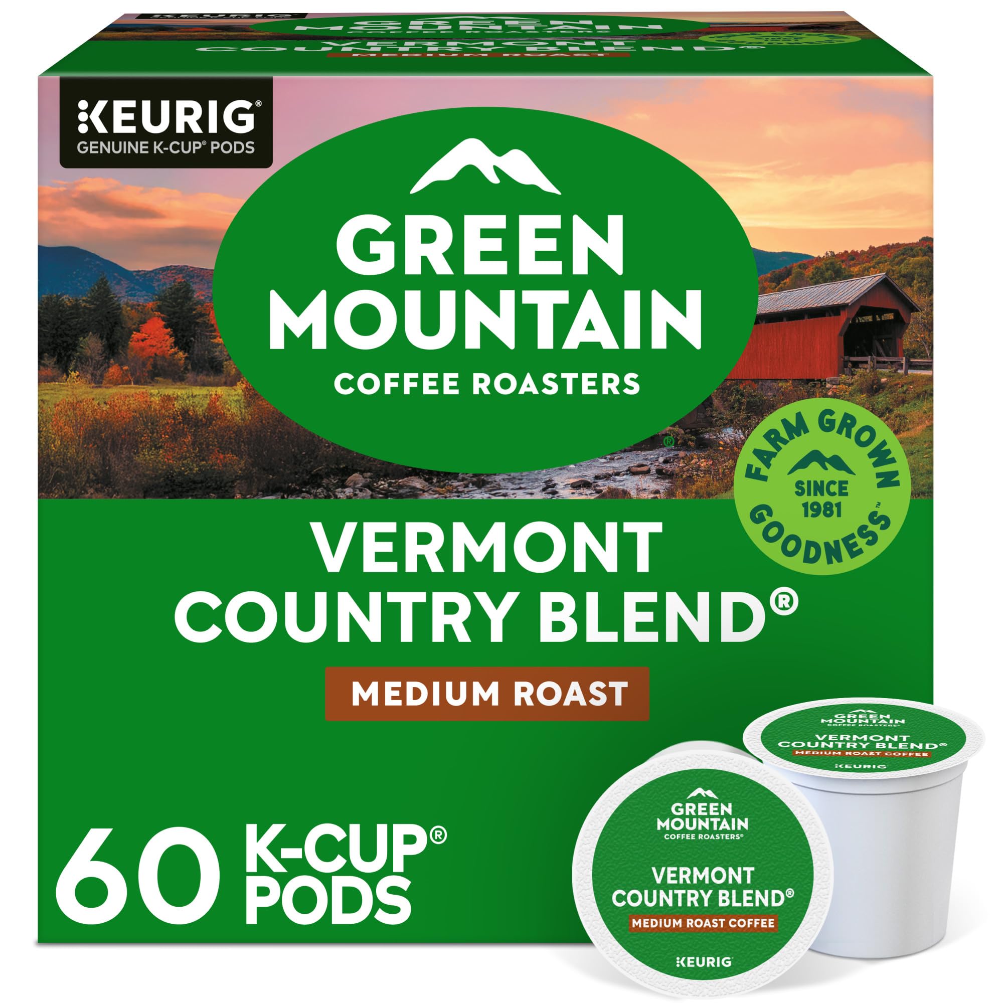 Green Mountain Coffee Roasters Vermont Country Blend Keurig Single-Serve K-Cup Pods, Medium Roast Coffee, 60 Count (6 Packs of 10) Image