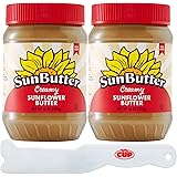 SunButter Creamy Sunflower Butter 16 Ounce (Pack of 2) with By The Cup Spreader