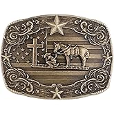 Flipslo Western Belt Buckle for Men, Vintage Poker Cowboy Belt Buckles Texas Rodeo Accessory for Women