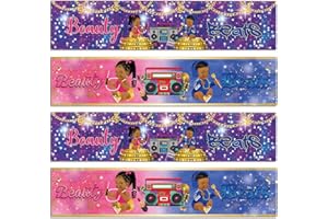 FUNMEMOIR Beauty or Beats Water Bottle Labels - Beauty or Beats Gender Reveal Decorations, 80s 90s Retro Disco, Hip Hop, Music Themed Water Bottle Wrappers Baby Shower Supplies, Set of 28