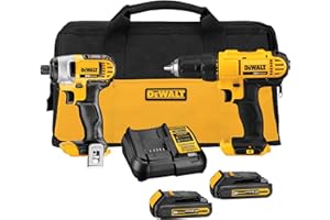 DEWALT 20V Max Cordless Drill Combo Kit, 2-Tool (DCK240C2),Yellow/Black Drill Driver/Impact Combo Kit