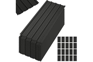 Jaxilyn 20 Pcs Metal Roof Panels 42.52" x 16.77" Roofing Panels Galvanized Steel with Screw Resistant,Versatile and Durable Suitable DIY for Garages,Sheds, Stables and Mobile Homes Black 99 sq.ft