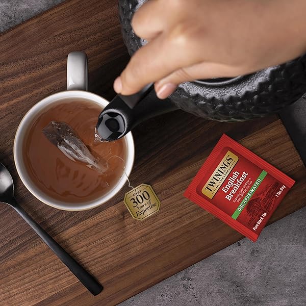 TWININGS ENGLISH BREAKFAST TEA, DECAFFEINATED BLACK TEA – LIVELY AND REFRESHING DECAF TEA BAGS INDIVIDUALLY WRAPPED, 50 COUNT
