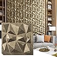 Art3d Textures 3D Wall Panels Antique Gold Diamond Design for Interior Wall Decor Pack of 12 Tiles 32 Sq Ft (PVC)