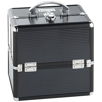 Beautify – Kosmetikkoffer/Schminkkoffer aus Aluminium in Schwarz - Ideal fuer Make-Up/Kosmetik Aufbewahrung
