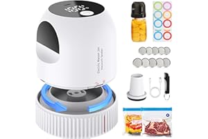 BAMCOO 3 in 1 Electric Mason Jar Vacuum Sealer Kit, Auto Stop Jar Vacuum Sealer for Mason Jar Wide & Regular Mouth & Sous Vide Bags Compact vacuum sealer for Food White