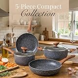 Nuovva Non Stick Pots and Pans Set Induction Marble 5pc with Lids view 8