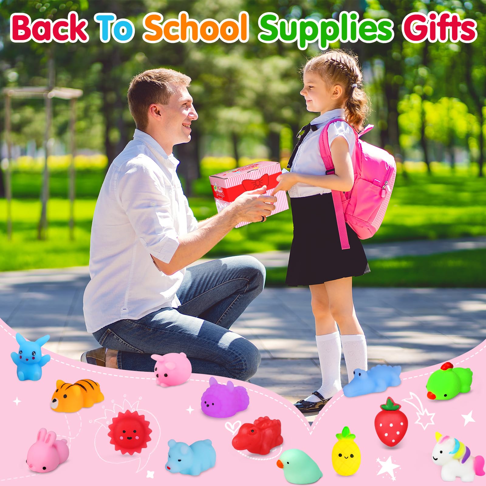 Yunaking 130PCS Squishies Mochi Squishy Toy, Kawaii Squishies Party Favors for Kids Stress Relief Fidget Toys Treasure Box Toys Classroom Prizes Kid Easter Egg Fillers Xmas Goodie Bag Stuffers, Random