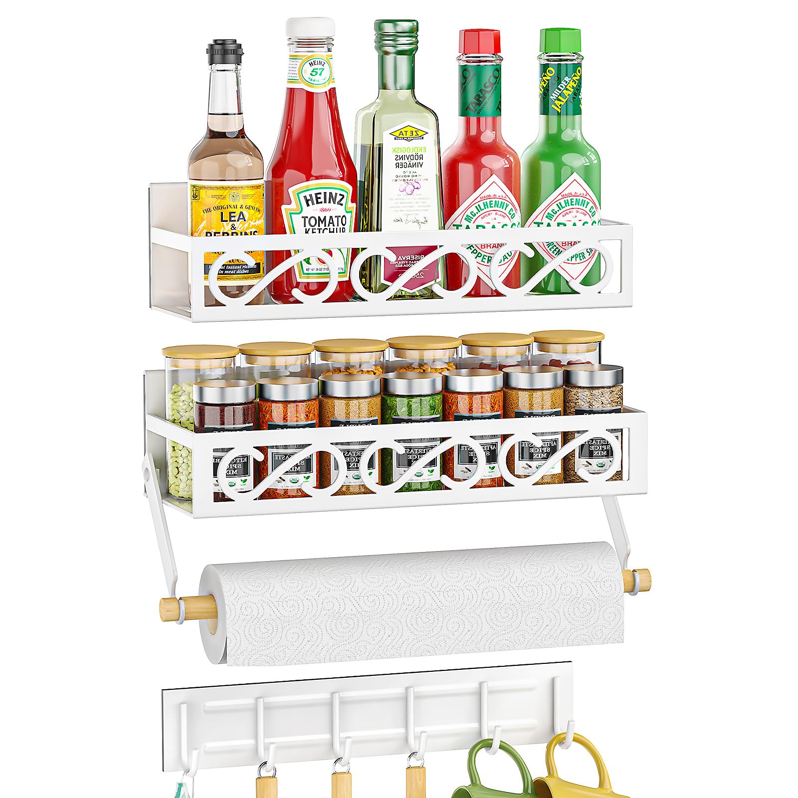 Bunoxea Spice Rack Magnetic for Refrigerator, 3