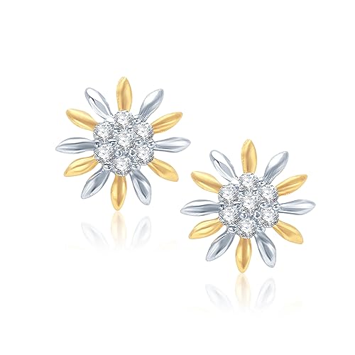 VK Jewels Sunflower design Gold And Rhodium Plated Alloy Earrings for Women & Girls made with Cubic Zirconia -ER1003G [VKER1003G]