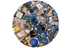 OYALAE 50Pcs Transparent Astronomy Stickers for Scrapbooking PET Cartoon Celestial Sticker Planet Space Stickers Colorful Galaxy Moon Sticker for Journaling Scrapbooking Favors Cosmic Decals (Space)