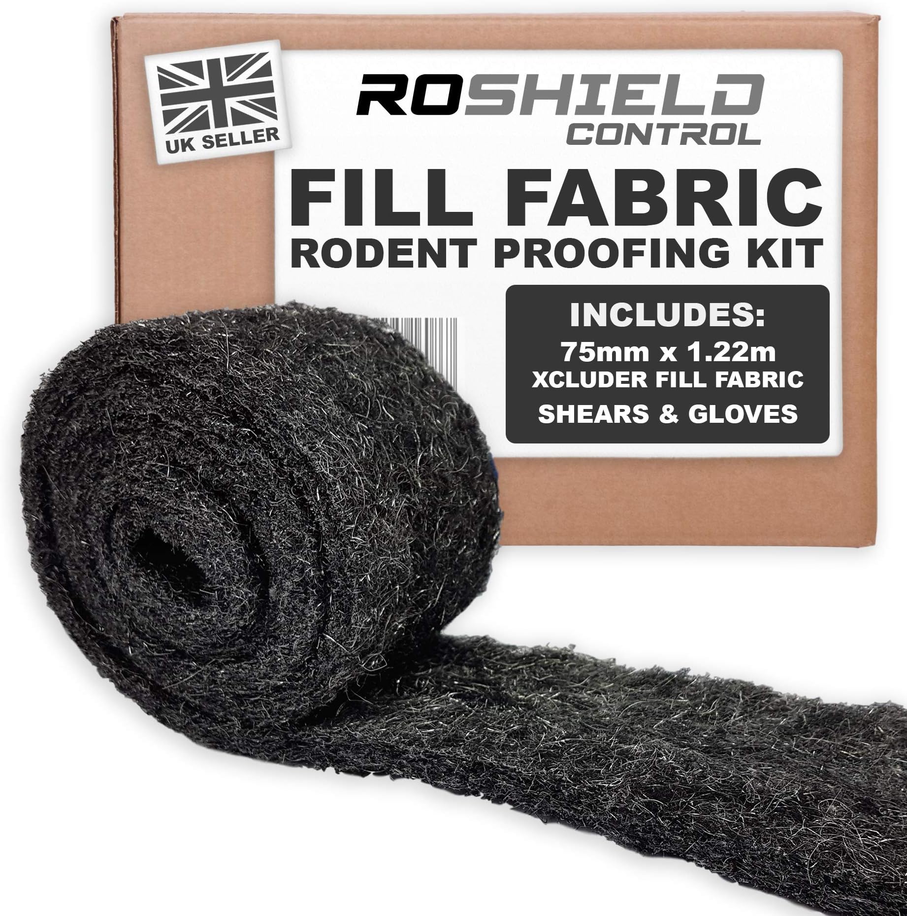 Roshield Rat & Mouse Rodent Proofing Fill Fabric Professional-Quality Install Kit - Prevent Access Control Solution (Small 7.5cm x 1.22m)
