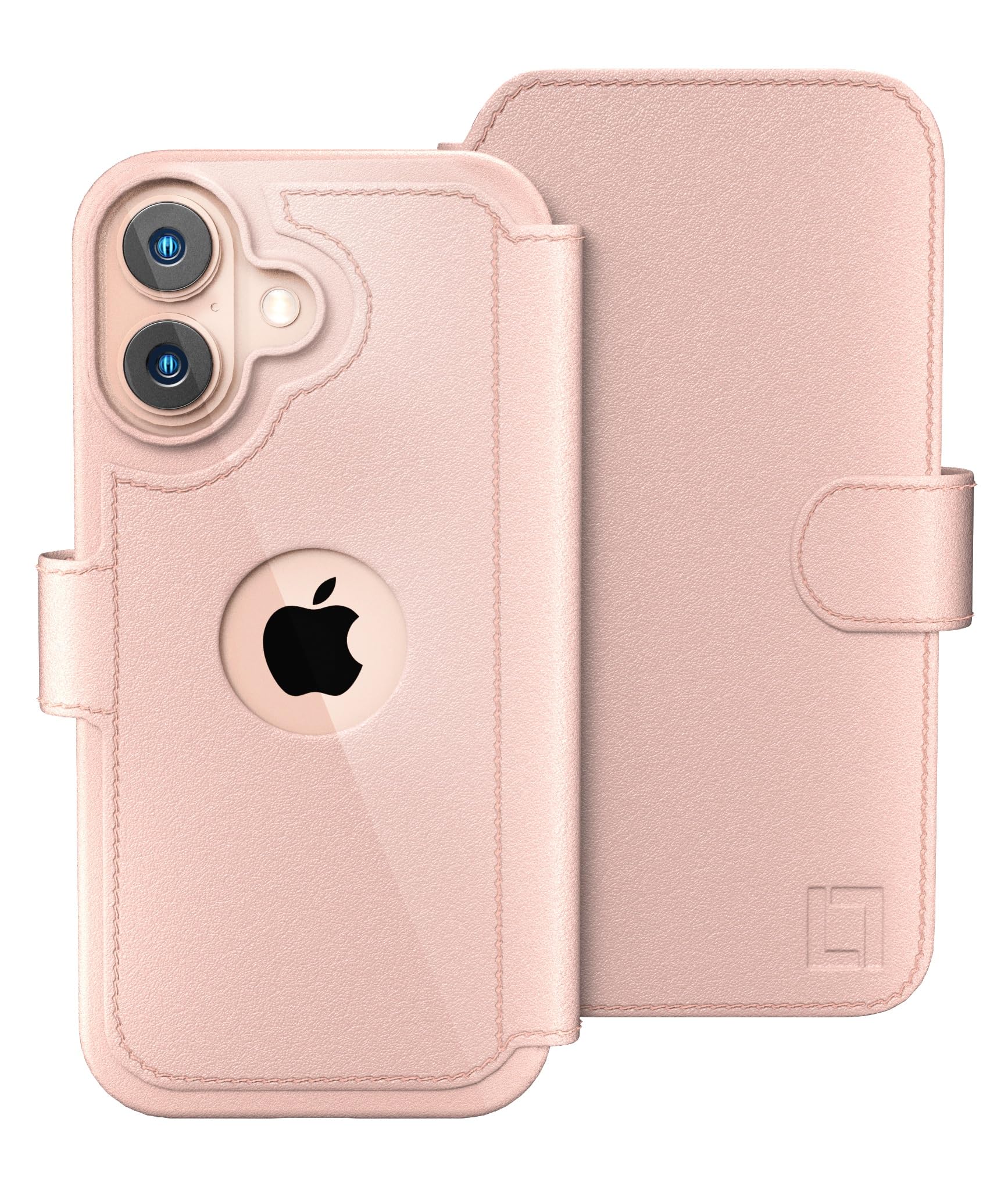 LUPA Legacy for iPhone 17 Wallet Case, Ultra Slim & Protective, Shockproof, Credit Card Holder, Wireless Charging Compatible, Premium Vegan Leather, Folio Cover (6.3") Rose Gold (Pink)