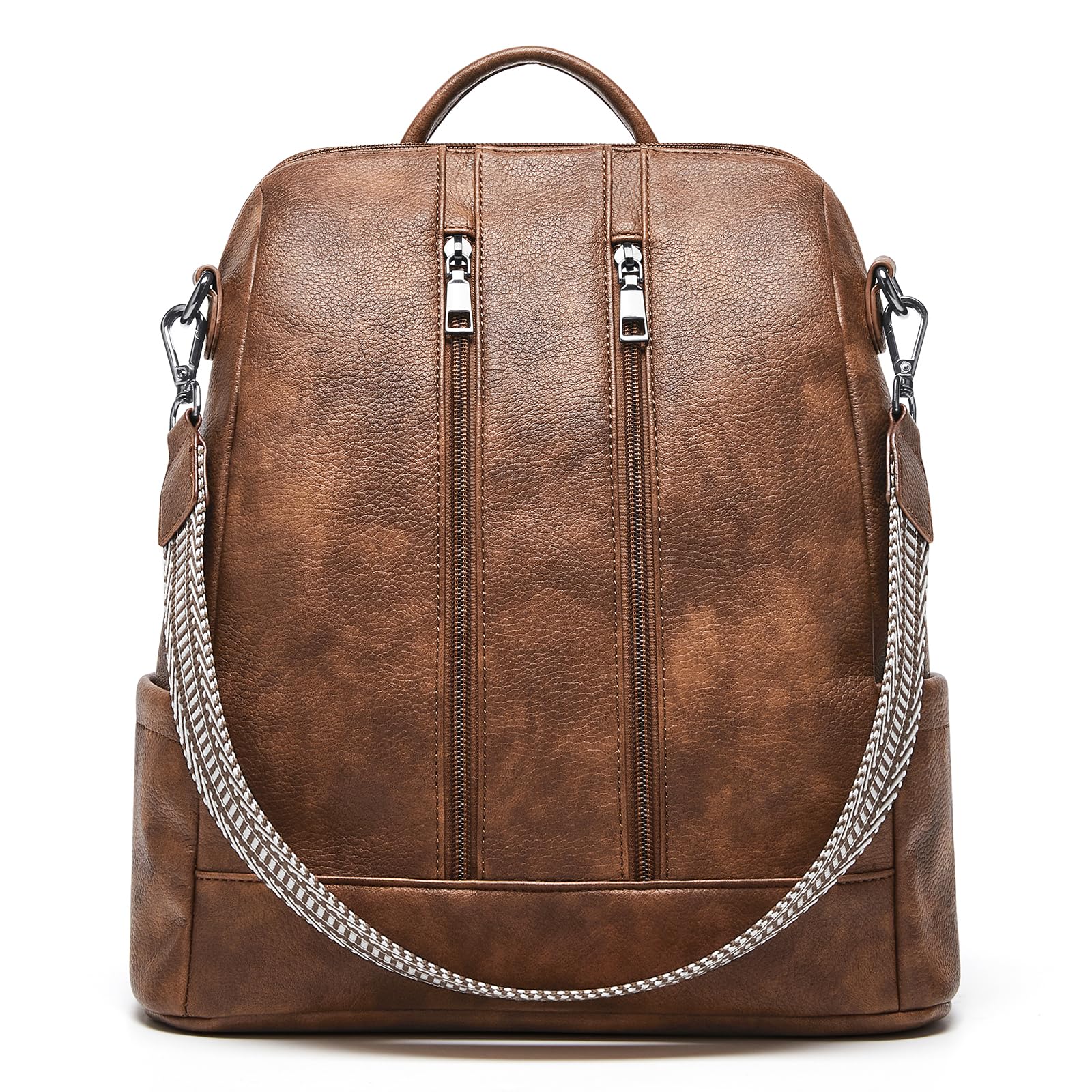 Photo 1 of Cnoles Backpack Purse for Women Vegan Leather Ladies Large Travel Backpack Fashion Casual College Shoulder Bag Brown