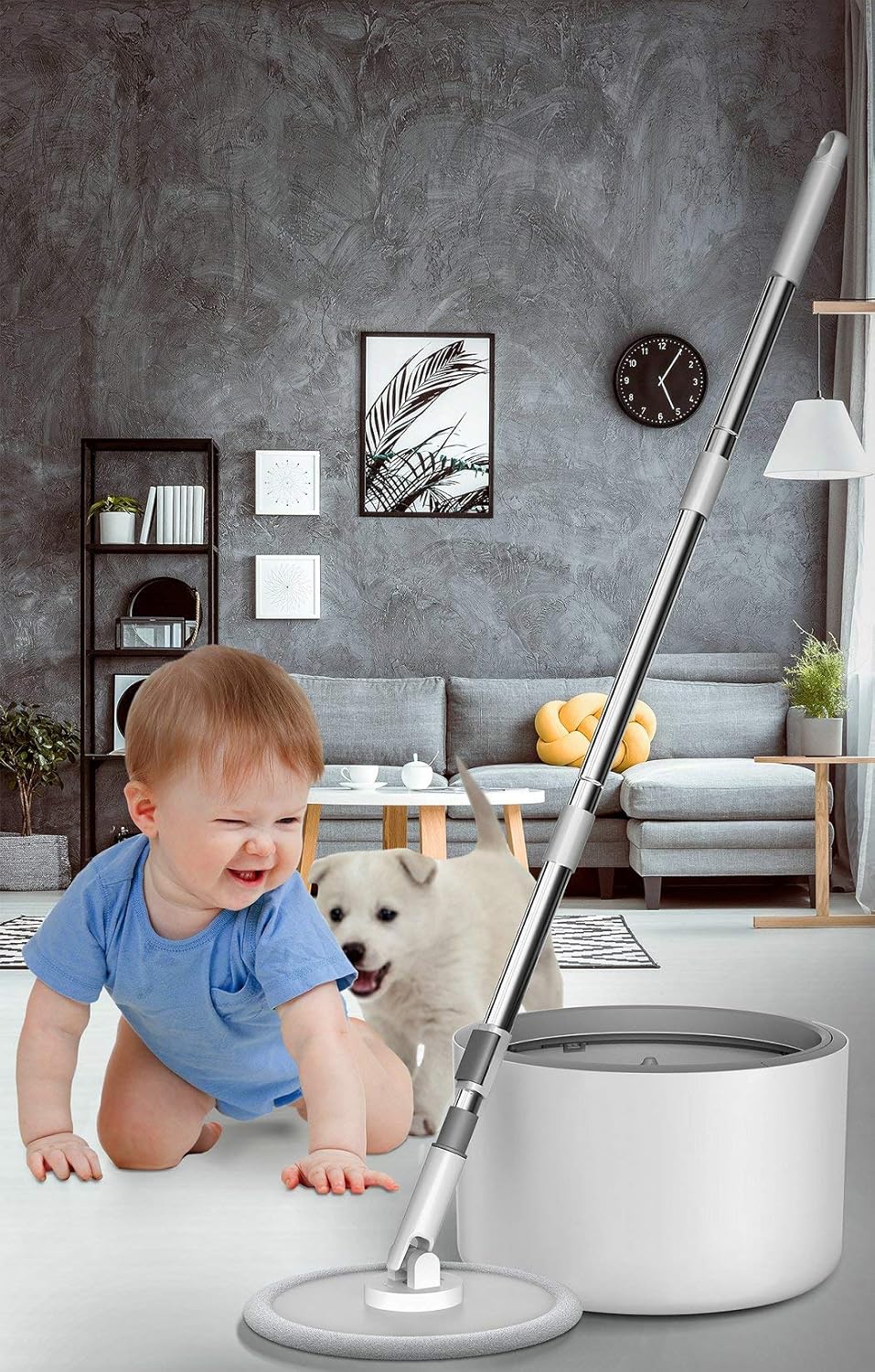 iMop Microfiber Spin Mop with Patented Bucket Water Filtration – Self Wringing Wet Dry All-In-One Spin Mop with Extra Refills – Safe on ALL Floor Types: Hardwood, Marble, Tile, VinyI, and Laminate: Appliances