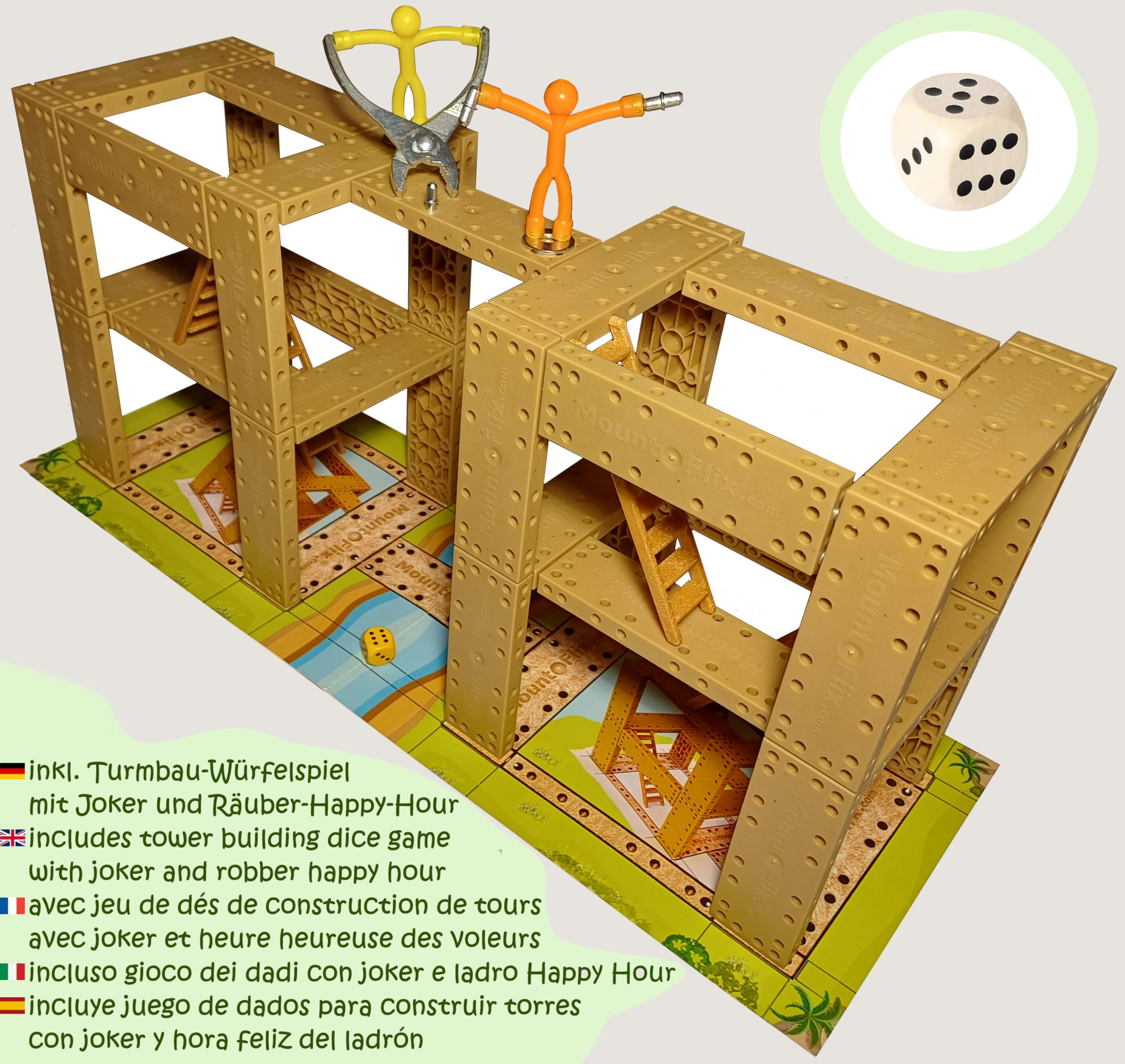 Mount-Flix Konstruktionsspielzeug 160 Flexible Bausteine ab 5 Jahre, Baukasten Lernspielzeug für Jungen Mädchen, Steckspiel inkl. Zange, Made in Germany, nachhaltiges Kreativspielzeug 5